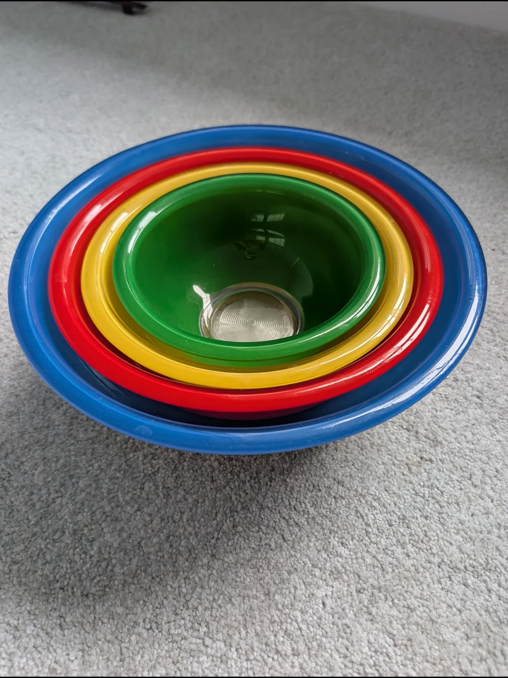 Pyrex Nested Mixing Bowl Set in Blue, Red, Yellow, Green